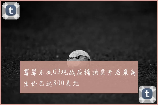 霉霉东决G3观战座椅拍卖开启最高出价已达800美元
